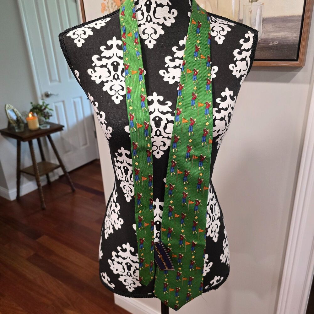 Tommy Hilfiger Golf Motif Necktie – Green Classic Prep 0651